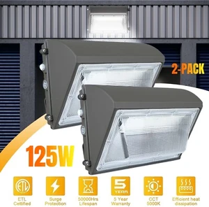 2Pack 125W Outdoor Security Lighting LED Wall Pack Light Dusk to Dawn Commercial - Picture 1 of 9