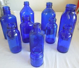 Lot of 10 Antique Cobalt Blue Bottles ~Bromo Phillips & More - Picture 1 of 3