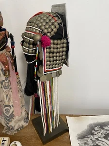 Vintage Thai Akha Hill Tribe Wedding Headdress Women's Hat Beaded BEAUTIFUL - Picture 1 of 20