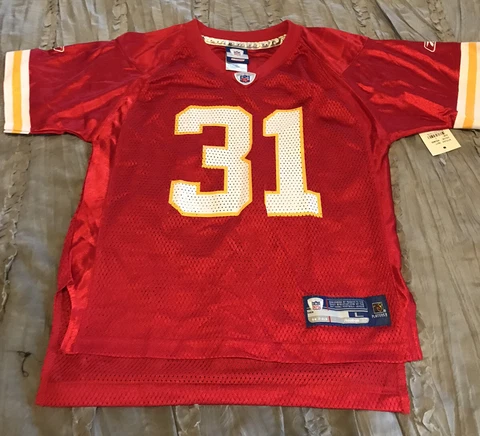 PRIEST HOLMES Kansas City CHIEFS Replica REEBOK Little Boys Large 7 Jersey NEW Cover