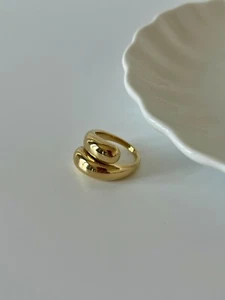 Eleganter Ring Gold Silber Damen 18k vergoldet Edelstahl Wasserfest - Bild 1 von 12