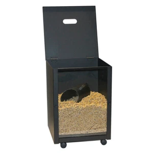 Brennholzkorb Pelletbox Frontscheibe Pelletskorb Bodenrollen Holzkorb Schwarz - Bild 1 von 1
