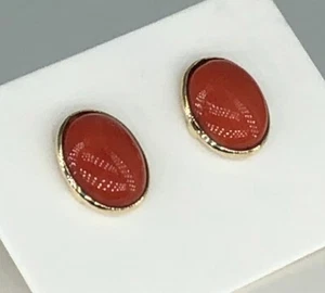 Orecchini Ovalini Corallo Rosso In Oro Giallo 18kt - Imagen 1 de 6