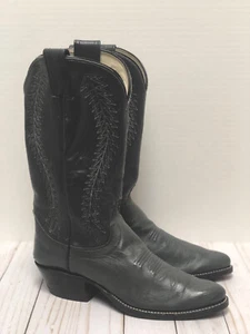 Vtg Olathe Boot Company Womens Gray Leather Western Boots 7A Made in Olathe, KS - Picture 1 of 12