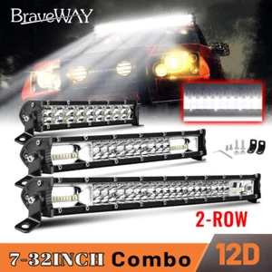 12D 7/14/20/26/32" Dual Row LED Light Bar DRL Spot Flood Offroad Lamp SUV Truck - Picture 1 of 18