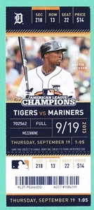 9-19-13 Mariners at Tigers Unused Baseball  Torri Hunter Homerun - Picture 1 of 2