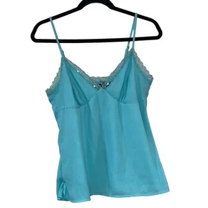 NWT Nicole Miller Turquoise Lace Trim Tank Top - Picture 1 of 6