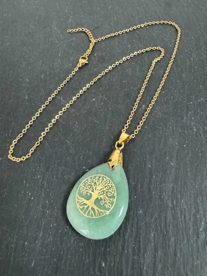 Anhänger & Kette 46+5 cm  Aventurin "Lebensbaum"  grüner Aventurin - Bild 1 von 4