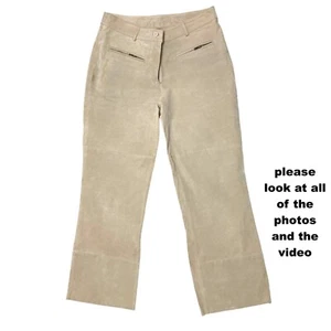 women pants S beige suede mid rise vintage WILSONS Leather MAXIMA straight leg - Picture 1 of 13