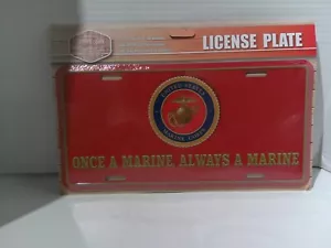 Placa de matrícula de metal Country Side Products/roja, una vez marina, siempre marina - Imagen 1 de 2