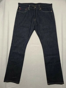 Polo Ralph Lauren Slim Straight Jeans Mens 36x32 meas 38x33 Dark Wash Blue Denim - Picture 1 of 12