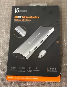 GENUINE j5create JCD397 4K60 Elite USB Triple-Monitor Mini Dock *FREE SHIPPING* - Picture 1 of 3