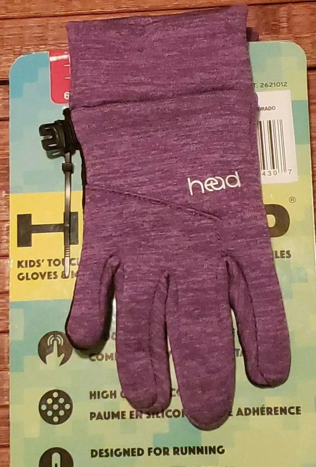 Head Sensatec Kids Junior Running Touchscreen Purple Gloves Medium 6 to 10