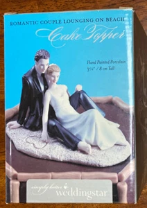 Wedding Cake Topper Romantic Couple Lounging on the Beach Weddingstar Porcelain - Picture 1 of 12