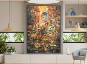 Buddha mosaic Canvas Wall Art spiritual Art Buddhist meditate prayer space Decor - Picture 1 of 5