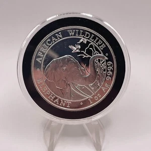 2018 100 SHILLING 1 OZ .9999 FINE SILVER AFRICAN WILDLIFE ELEPHANT SERIES SOMALI - Picture 1 of 2