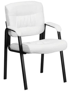 Flash Furniture BT-1404-WH-GG White Guest/Reception Chair with Black Frame - Picture 1 of 5