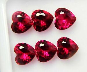 6 MM Natural Red Ruby Heart Certified Jewellery Use Gemstone 6 Piece Lot