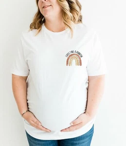 Expecting a Rainbow Maternity T-shirt | Maternity T-shirt White Black - Picture 1 of 3