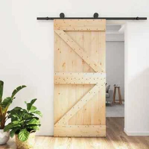 Sliding Door with Hardware Set 95x210 cm Solid Wood Pine vidaXL - Picture 1 of 11