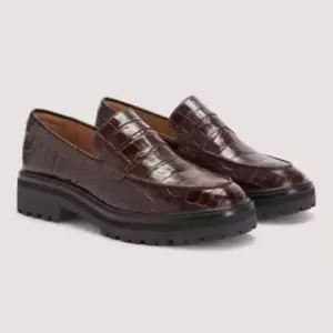 Everlane Gr. 11 The Lug Loafer braun Krokodilleder klobiger Absatz runde Spitze neu ohne Etikett - Bild 1 von 11