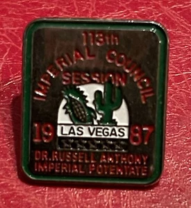 Shriners 1987 113 Imperial Council Vegas Dr Russell Anthony Imp Potentate Pin - Picture 1 of 4