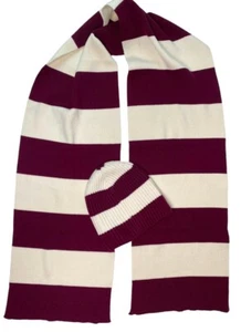J. Press University Stripe Harvard 100% Wool Knit Beanie & Scarf Red / White New - Picture 1 of 7