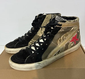 Golden Goose Slide High-Top Leather Canvas Camo GGDB-SLIDE Sz EUR 39 - Picture 1 of 8