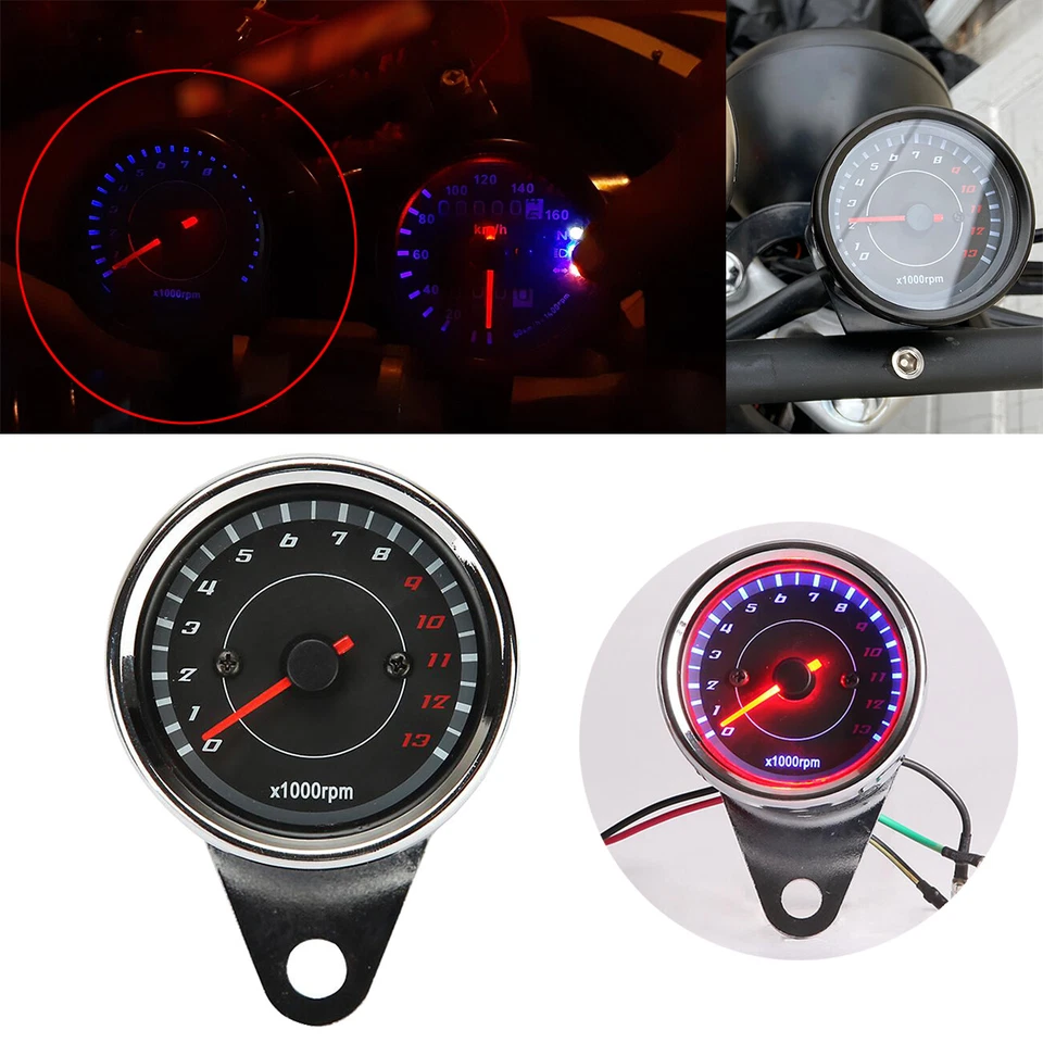 Medidor de tacómetro retroiluminado LED para motocicleta Harley Softail Deuce FXST FLSTN Foto 1 de 4