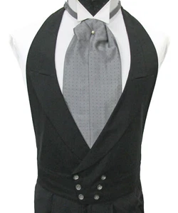 Men's Black Double Breasted Wool Tuxedo Vest & Ascot Fit All (37-50 Jacket) - Picture 1 of 2