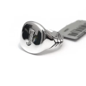 Nuevo Anillo DAVID YURMAN Pavé Inicial Letra J Pinky en Diamante y Plata Talla 3 - Imagen 1 de 8