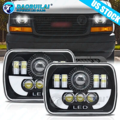 Par de faros LED de 7x6"" para furgoneta de carga GMC Savana 1500 2500 3500 haz alto y bajo DRL Foto 1 de 4