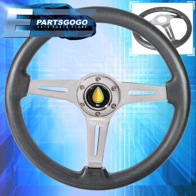 Metallic Gunmetal Chrome Deep Dish Steering Wheel + Fukushi Center Horn Button - Изображение 1 из 4