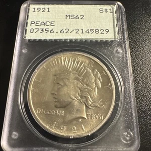 1921 Peace Dollar Silver Coin PCGS MS62 High Relief Rattler  - Picture 1 of 2