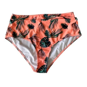 Womens SHEIN XL High Waisted Peach Floral Bikini Bottom - Picture 1 of 5