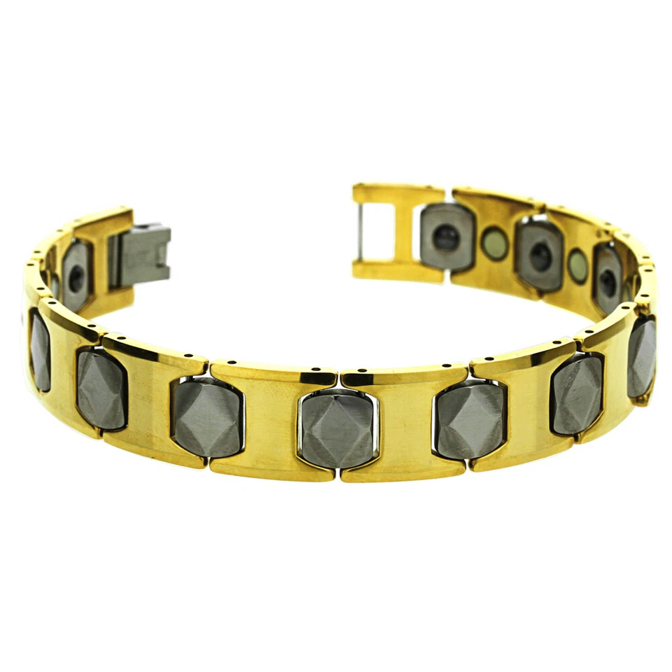 Pulsera magnética de eslabones hexagonales de dos tonos de carburo de tungsteno 11 mm para hombre y mujer Foto 1 de 1