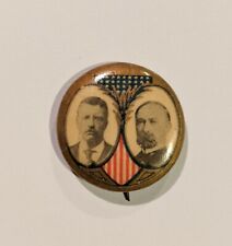 Theodore Roosevelt Charles Fairbanks Political Campaign Pin Button 7/8" - JH706
