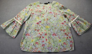 Carlisle Garden Floral 3/4 Lace Bell Sleeve V-Neck Silk Blouse Shirt NWT 6 $348 - Picture 1 of 3