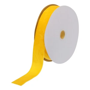 Samtband 1 1/2 Zoll x 10 Yard einseitige Spule seidig zum Selbermachen Handwerk gelb - Bild 1 von 5