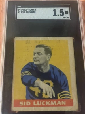 1949 Leaf Gum Sid Luckman Rookie RC #15 Chicago Bears SGC 1.5 - Image 1 of 2