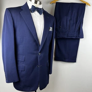 TRUE VTG 50s Lord Taylor 38R bold blue gabardine wool 2pc suit 29 x 31 pants - Picture 1 of 18