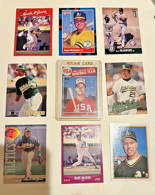9 tarjetas coleccionables MLB Mark McGwire, incluyendo tarjeta de novato 1984 - todas diferentes Foto 1 de 4
