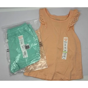 Jumping Beans Girls’ Size 4T Shorts and Tank Top NWT Peach and Green - Picture 1 of 2