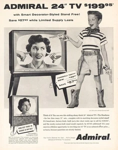 1955 Admiral TV: Auffallende Ebenholzoptik Vintage Printanzeige - Bild 1 von 1
