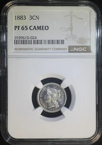 1883 3CN Three Cent Nickel NGC PF65 Cameo Proof Well Struck Low Mintage PR Coin - Picture 1 of 2