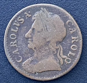 Lote de monedas de cobre 1673 Carlos II Farthing H22 - Imagen 1 de 2