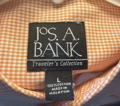 Jos. A. Camisa Bank Para Hombre Grande Naranja Cuadros Abotonada Manga Corta 100% Algodón Foto 1 de 4