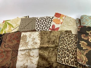 Lot of 13 Upholstery Fabric Square Sample Pieces Assorted Textures Fabric Types - Picture 1 of 15
