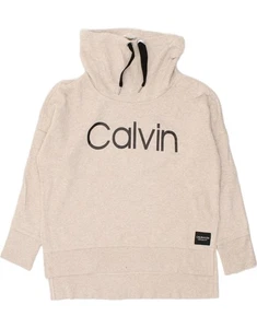 CALVIN KLEIN Womens Graphic Roll Neck Sweatshirt Jumper UK 14 Medium Grey AU13 - Picture 1 of 4