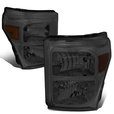Fit 2011-2016 Ford Super Duty Pair Smoked Housing Amber Corner Headlight/Lamp - Image 1 of 4
